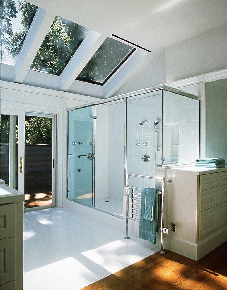 Open up your bathroom to natural light with skylights