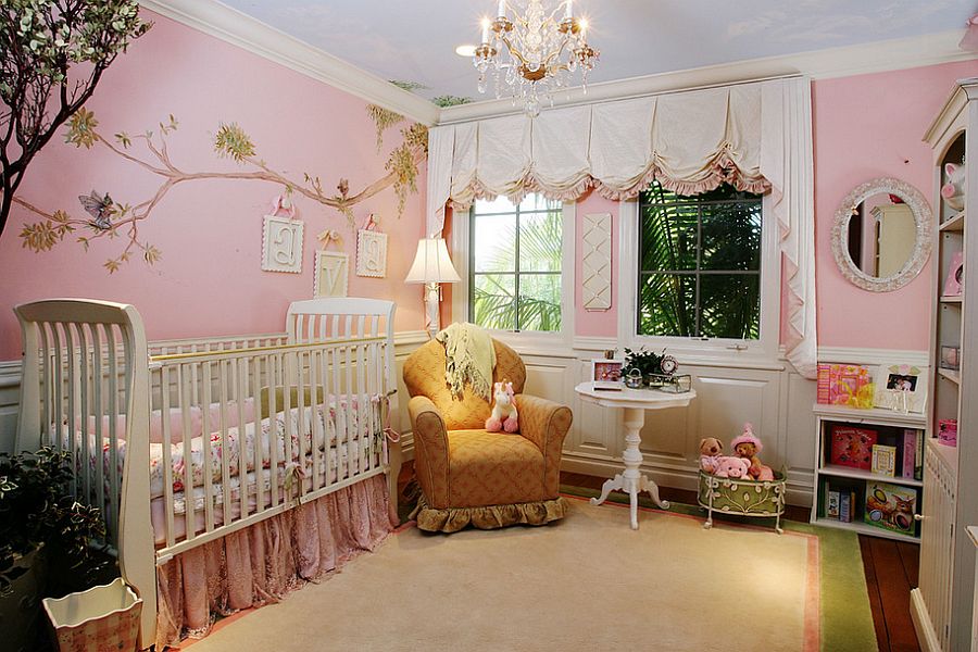 20 Gorgeous Pink Nursery Ideas Perfect For Your Baby Girl - Baby Girl Room Ceiling Light