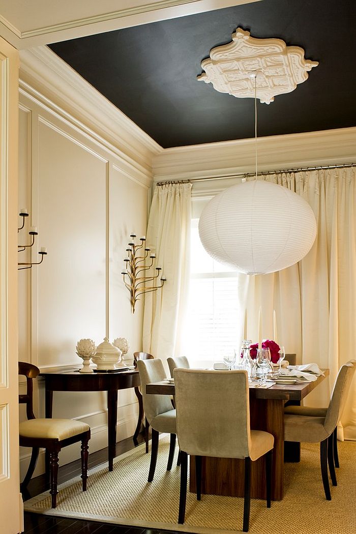 Pendant lighting steals the show in this dining room