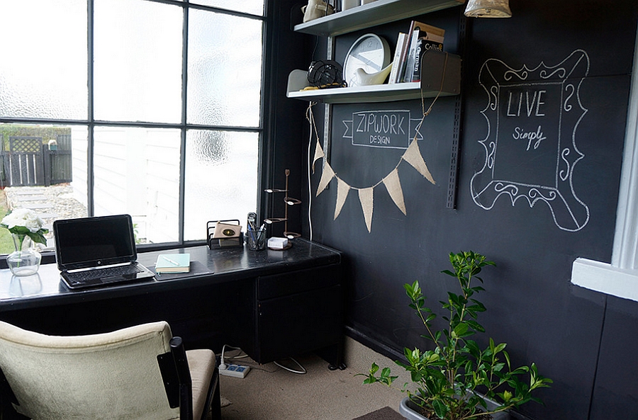 Drawing area with chalkboard walls