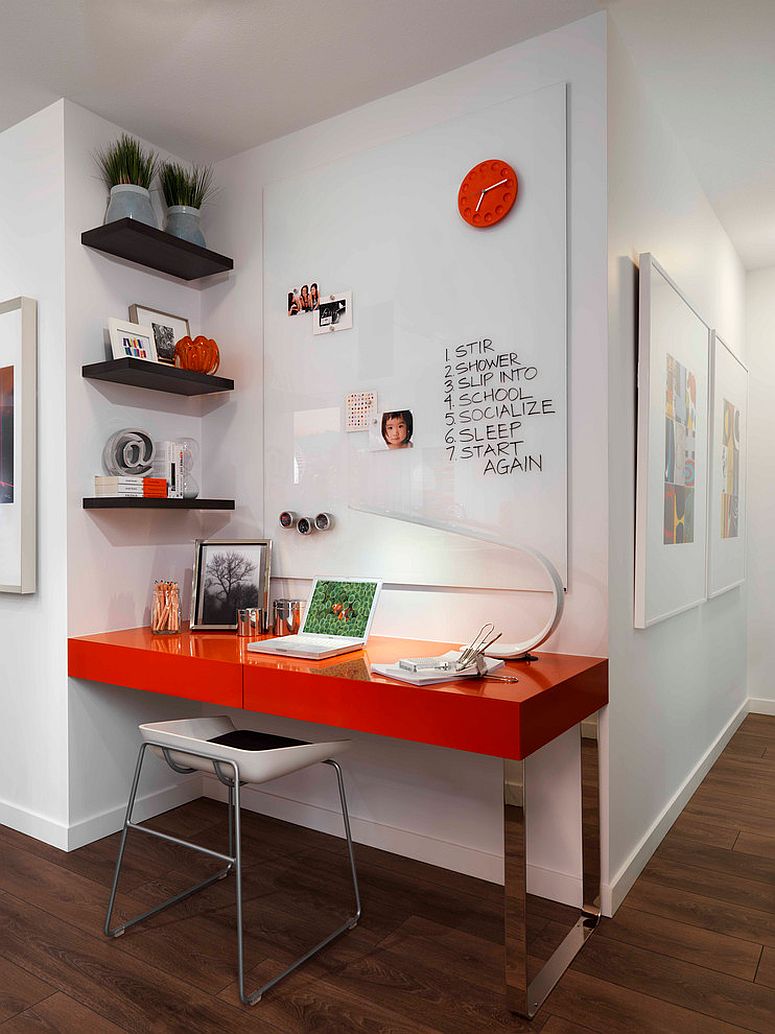 Repeat orange in more than one place to bring beauty to the room [Design: Insight Design Group]