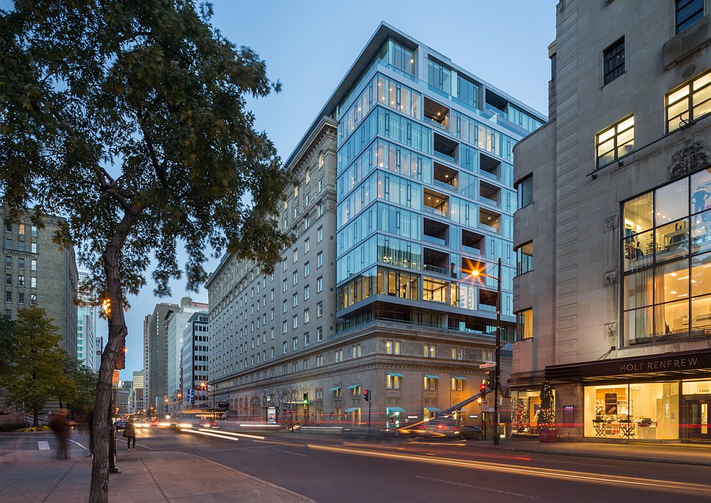 Restored facade of the Ritz-Carlton, Montreal Residences