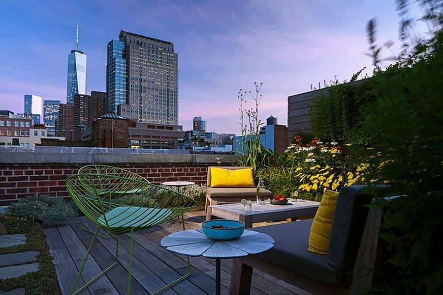 Rooftop garden of the renovated NYC loft