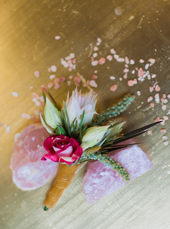 Rose quartz specimens and blossoms