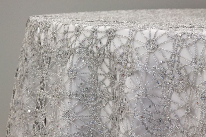 Sequin lace table overlay from DinDin Decor