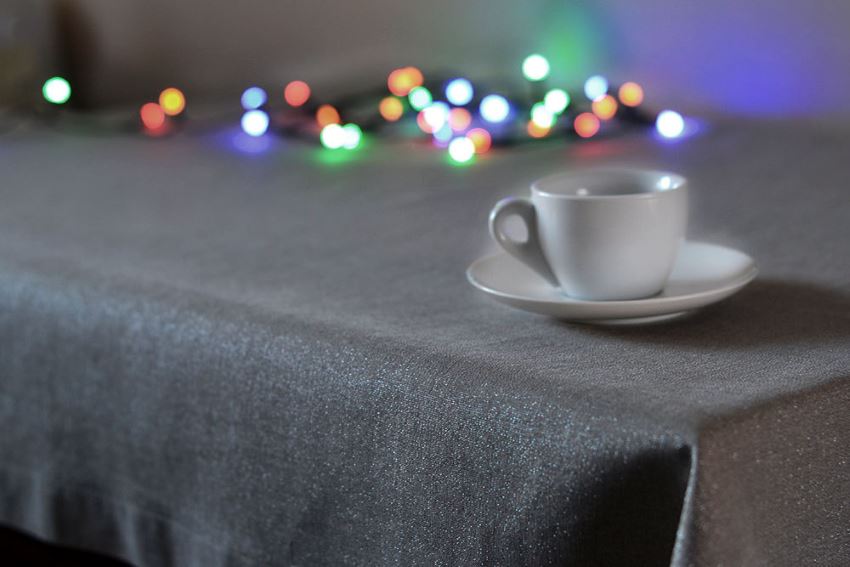 Shiny linen tablecloth from Linen Life Ideas