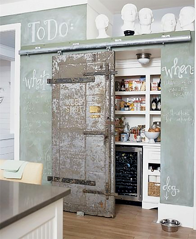 Sliding Pantry Door and Chalkboard Wall