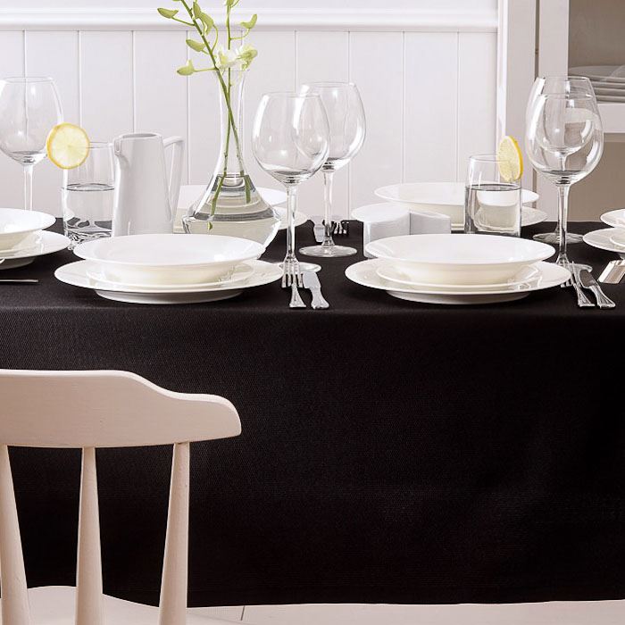 Solid black tablecloth from Homes n Things