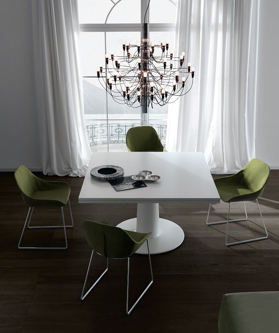 Square dining table in a sleek, contemporary style