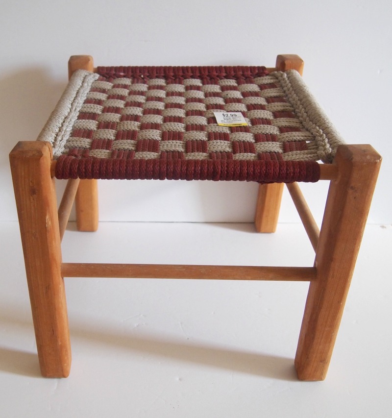 DIY Woven Footstool - before