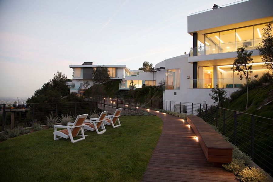 Stunning aerial walkway leads to the relaxing, private deck