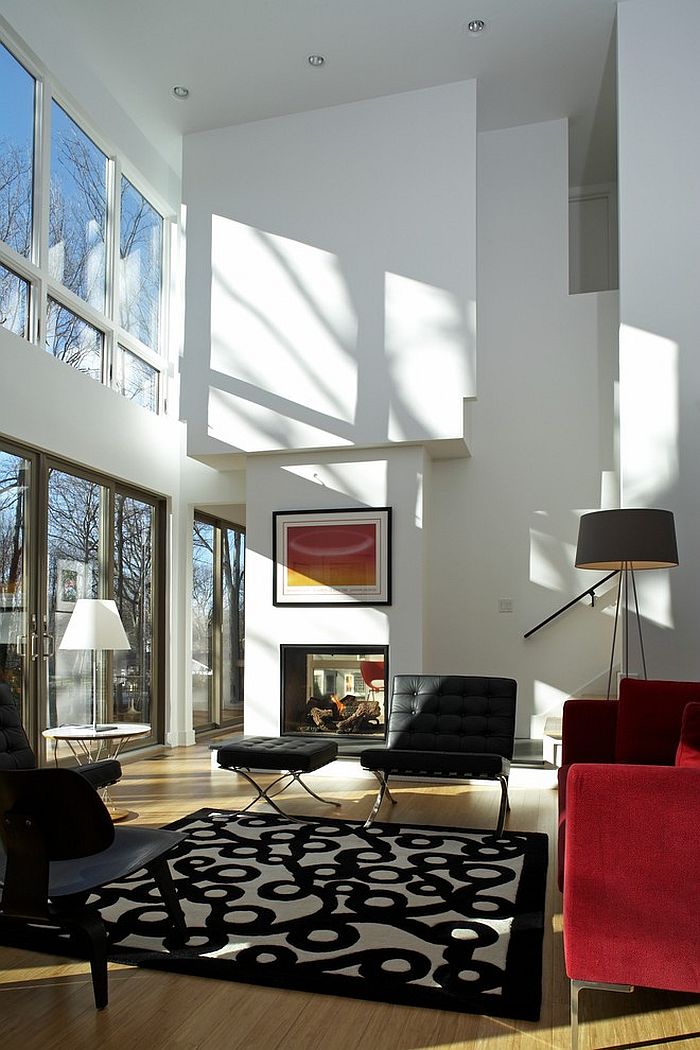 Tripod floor lamp in the corner adds elegance to the space [Design: Ruhl Walker Architects]