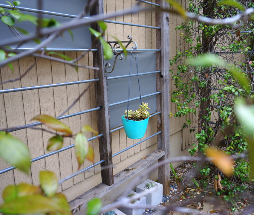 Turquoise hanging planter