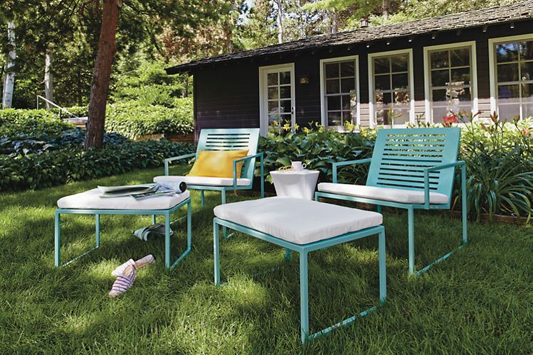Turquoise lounge seating from Room & Board