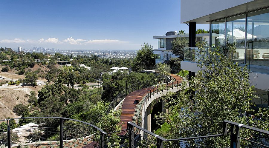 Walkway and landscape offer spectacular views of the city