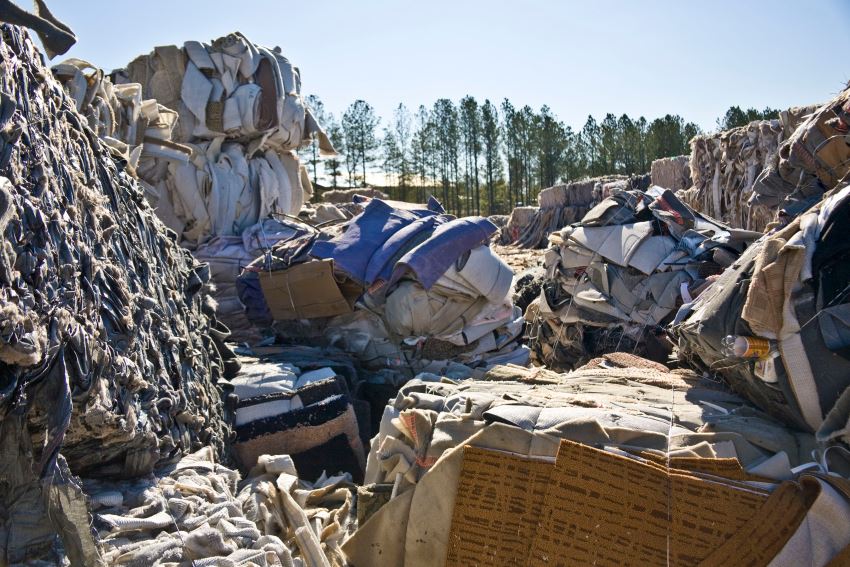 Waste carpet in a landfill