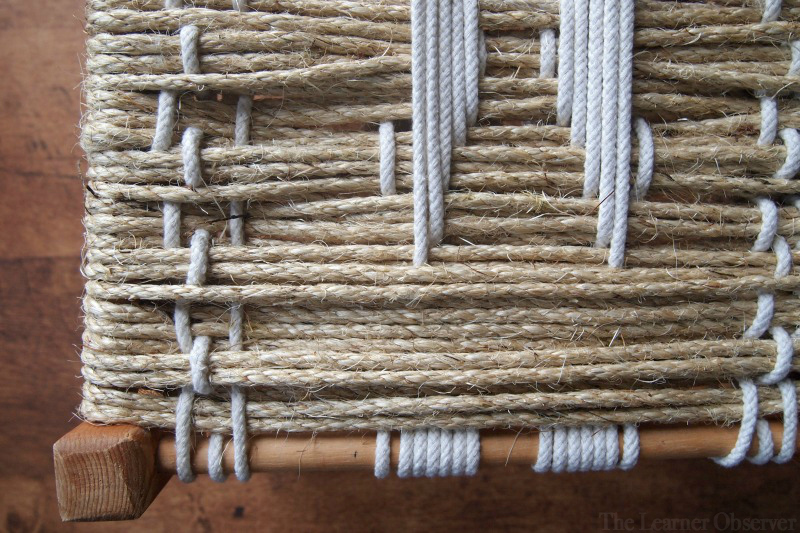 DIY Woven Footstool - closeup