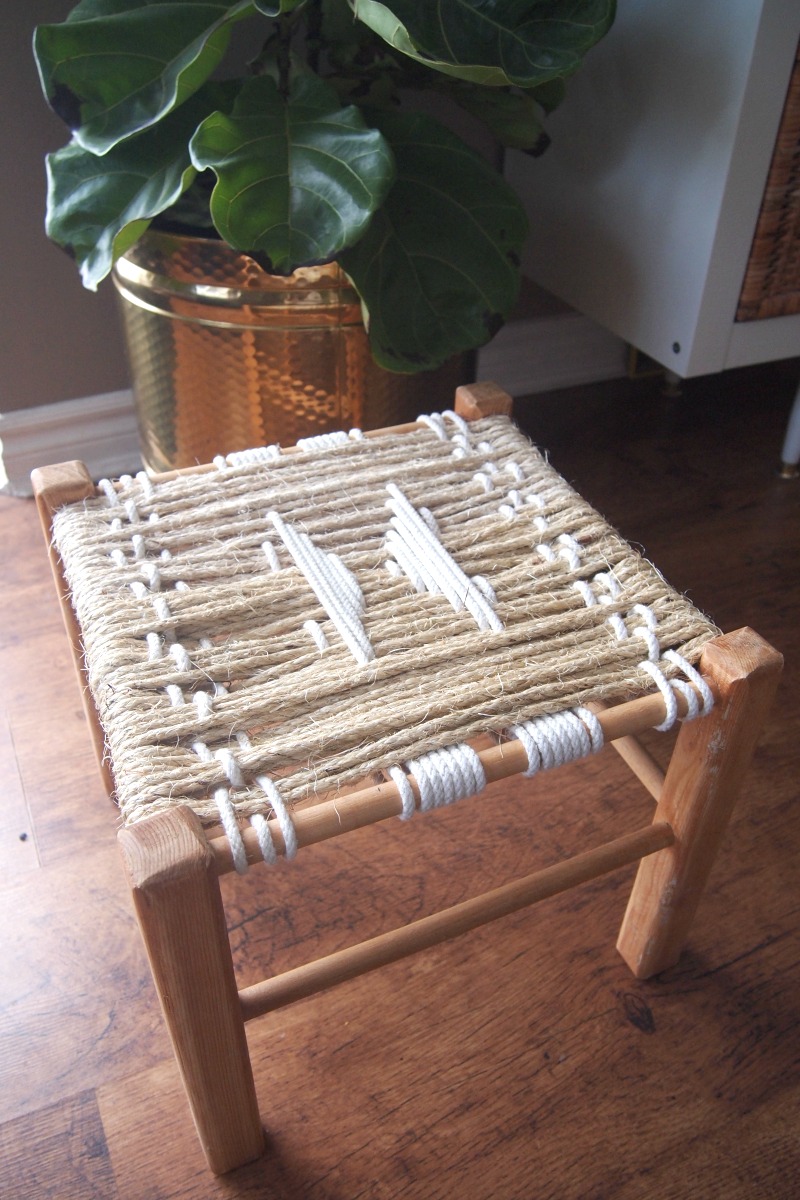 Rustic Wood Footstool Gets a Makeover with Twine