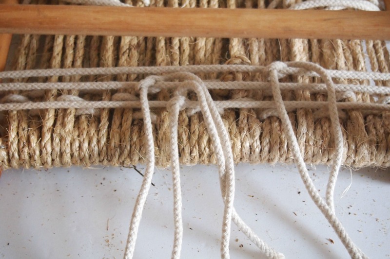DIY Woven Footstool - knots on bottom