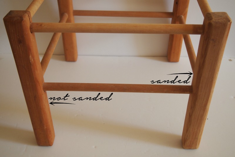 DIY Woven Footstool - sanding