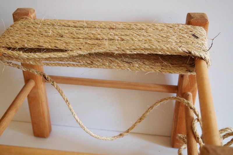 DIY Woven Footstool - makeover