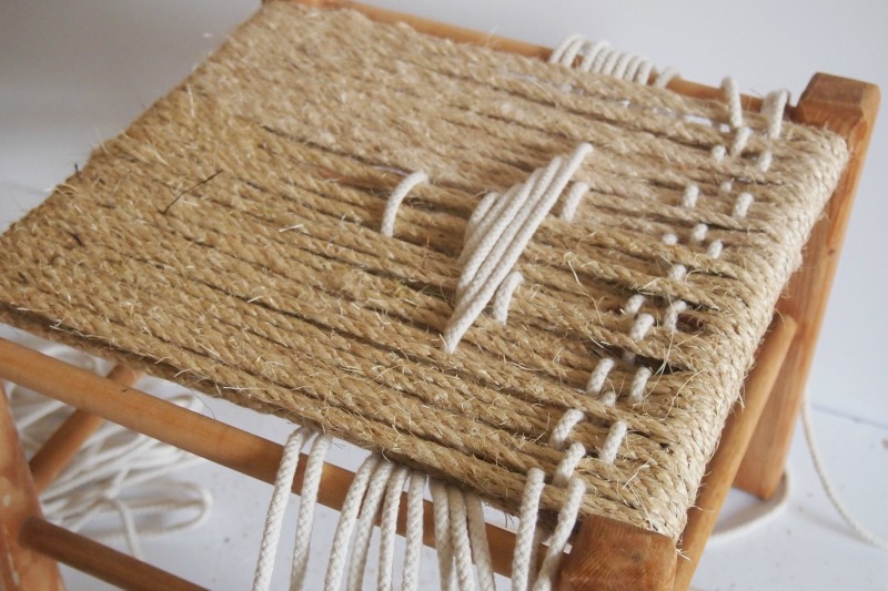 Rustic Wood Footstool Gets a Makeover with Twine