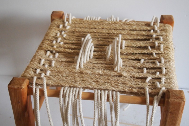 DIY Woven Footstool - threading