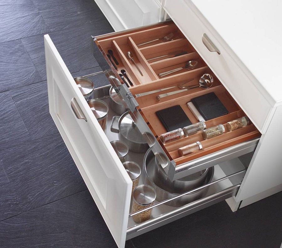 Accessorized drawers give the homeowner plenty of storage options