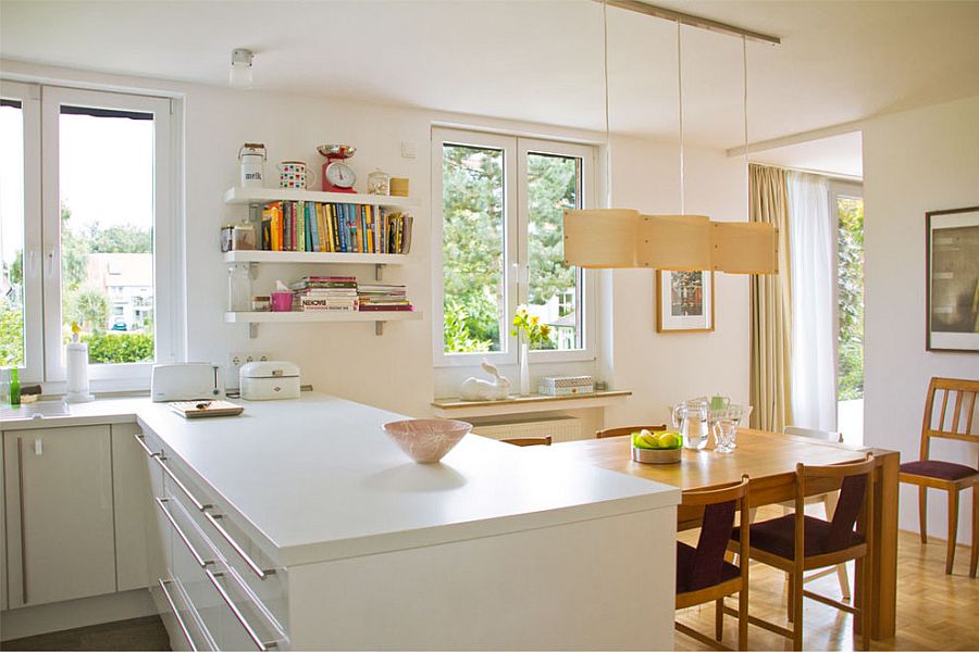 Add curvy elegance to your kitchen with the cool suspension lamp