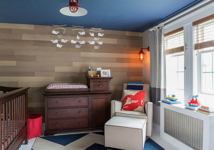 Add some blue to the nursery with a painted ceiling