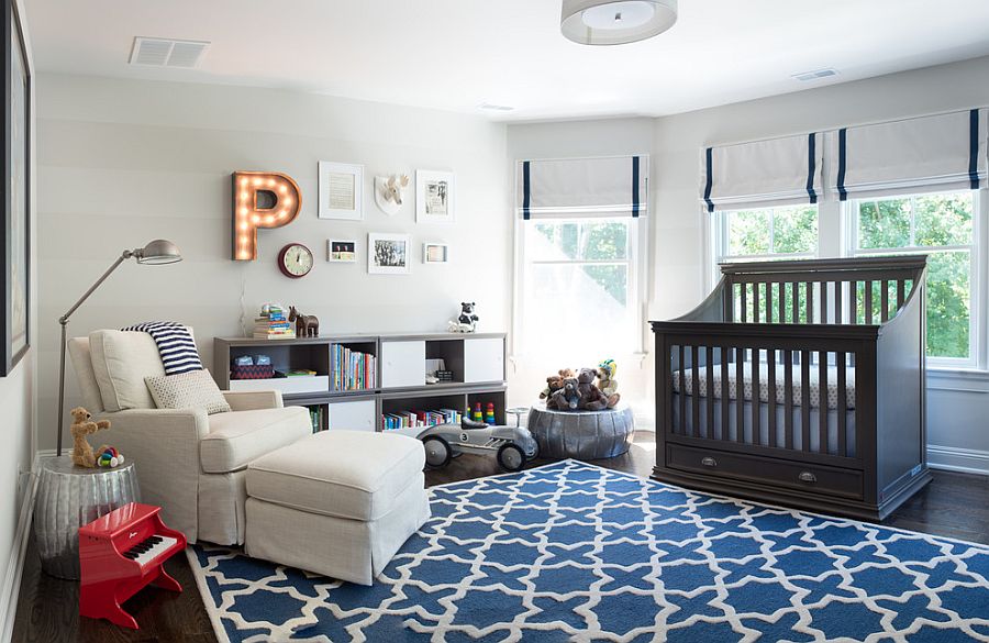 Baby boy nursery with touches of blue