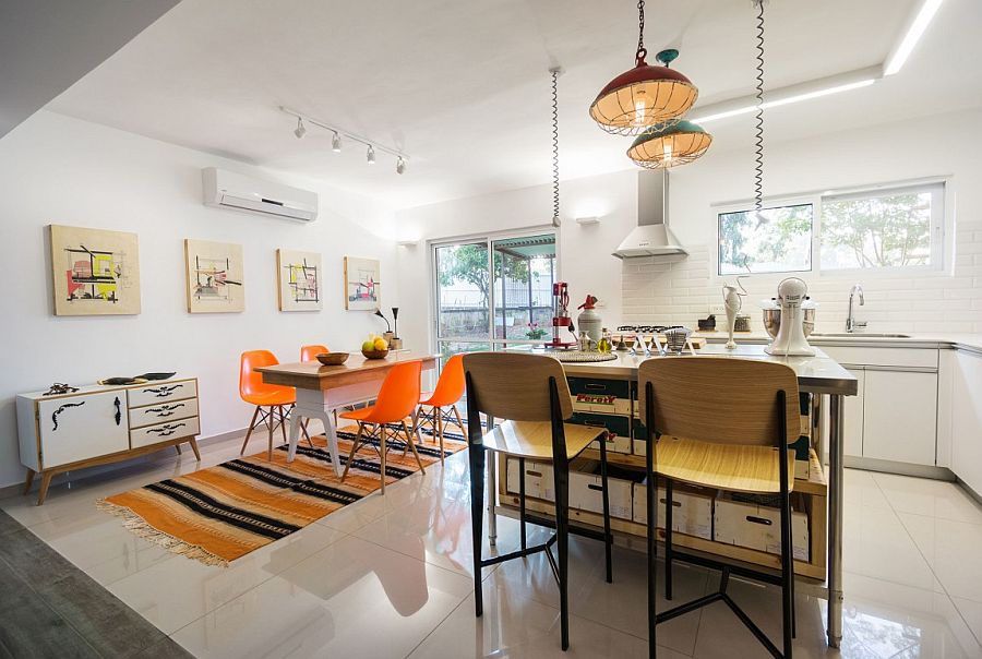 Backsplash with white tiles creates the perfect backdrop for a stylish kitchen