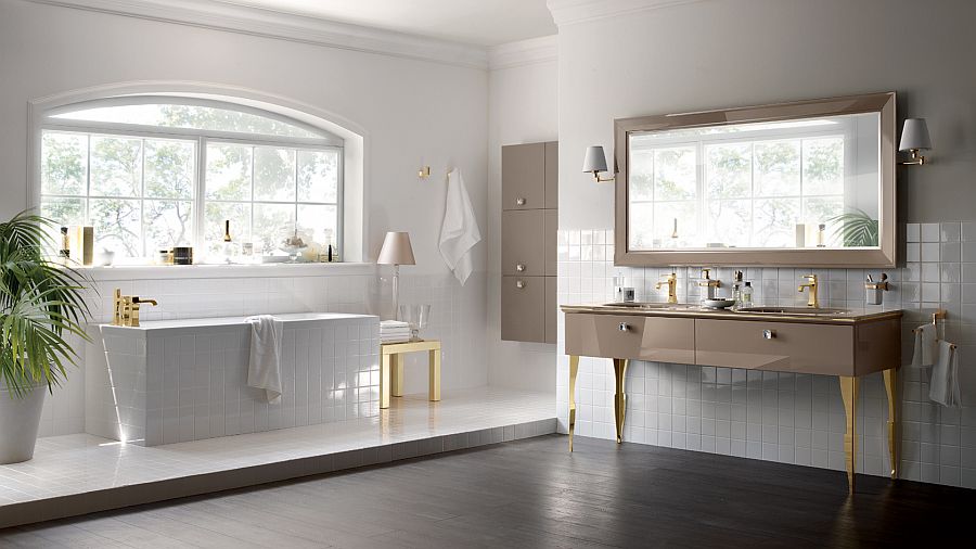 Bathroom composition from Scavolini for those who love gray and gold