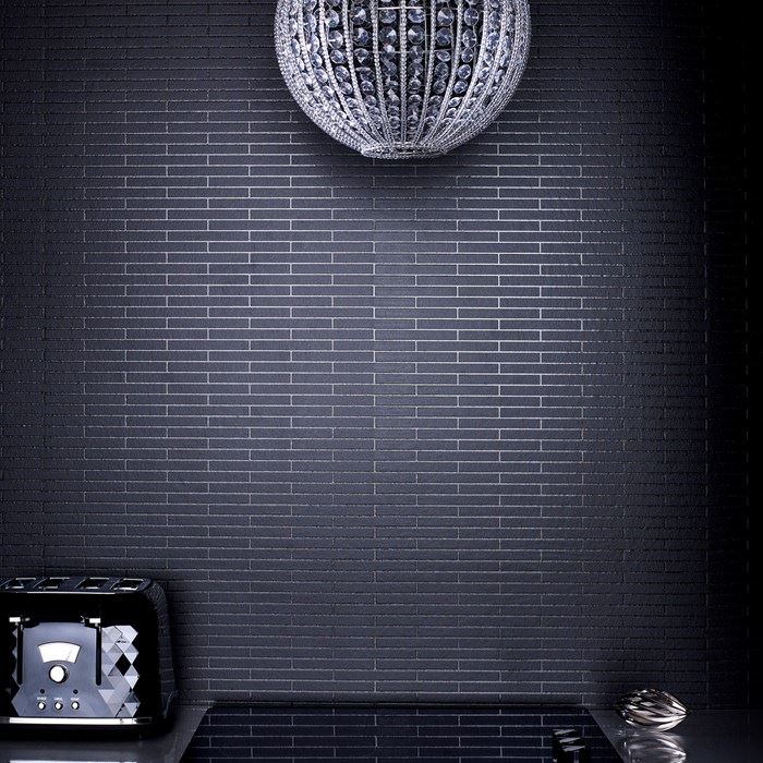 Black tile wallpaper from Graham & Brown