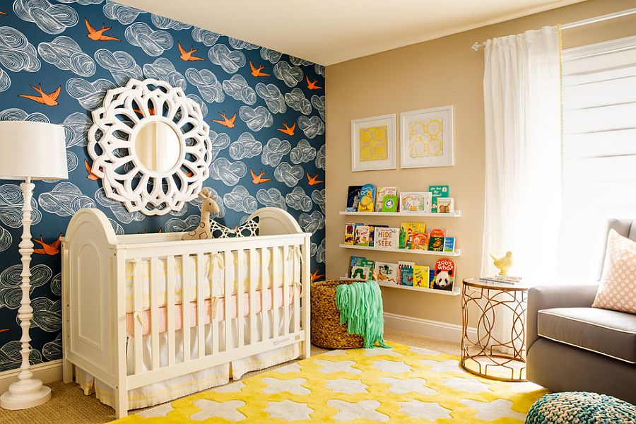 baby girl nursery blue walls