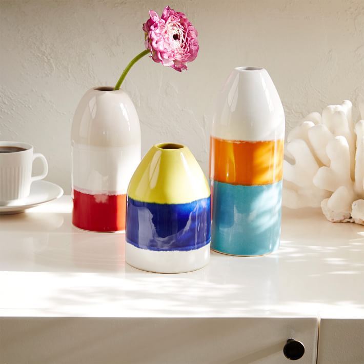 Colorful buoy vases from West Elm