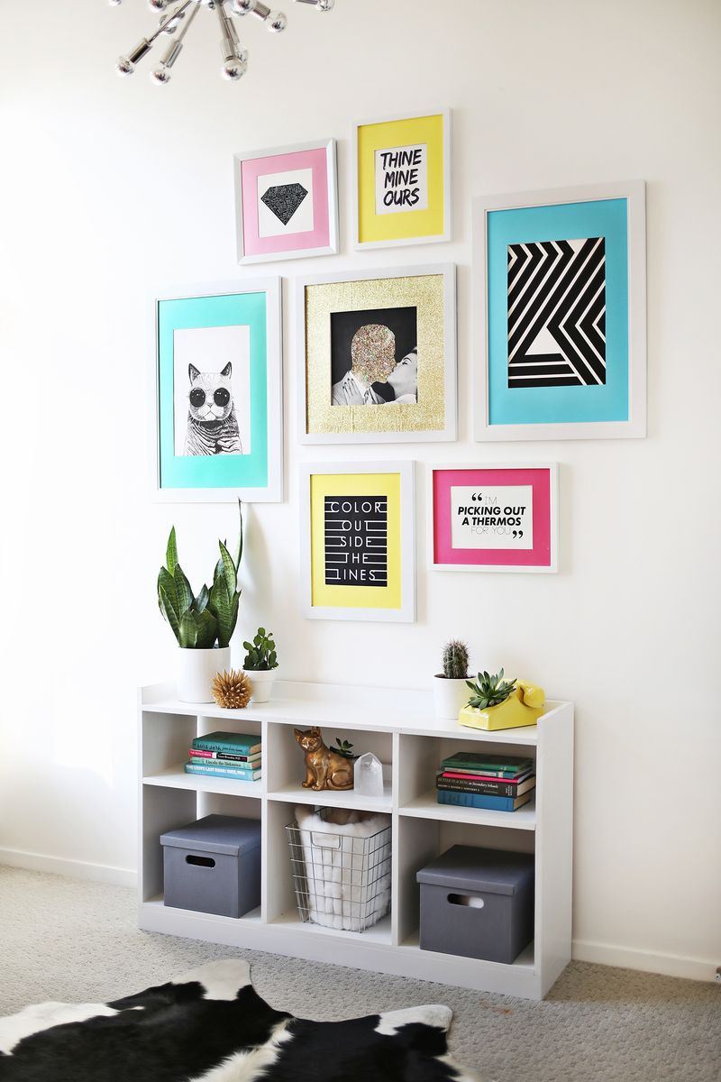 Colorful gallery wall idea