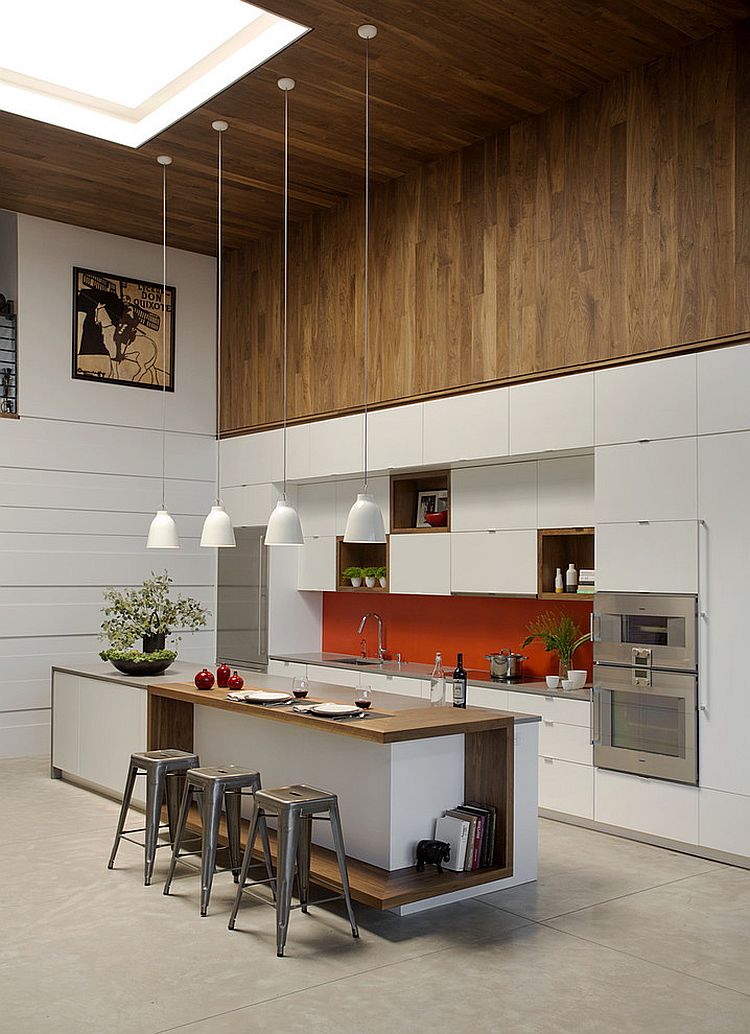 Contemporary Loft kitchen makes wonderful use of the high ceiling