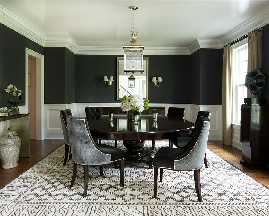 Contemporary dining room with splashes of black [Design: Roughan Interior Design]