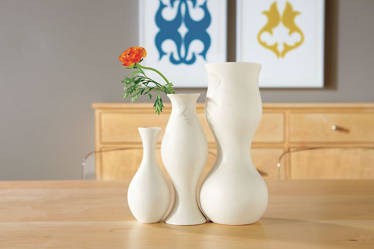 Curved white vases from Room & Board