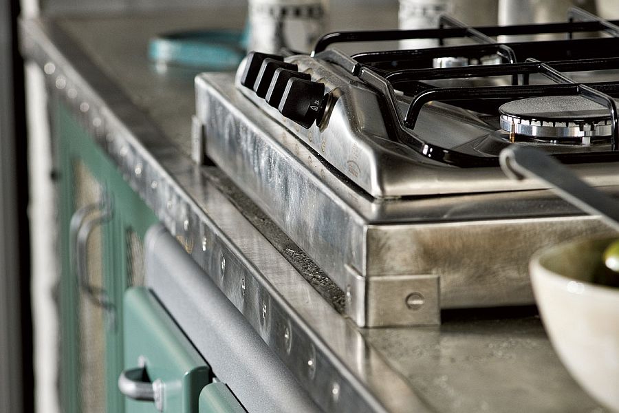 Custom countertops and carefully designed cabinets bring uniqueness to the kitchen