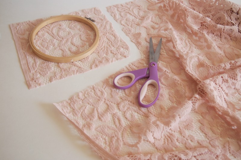 Cutting piece of lace to craft a lovely Dreamcatcher