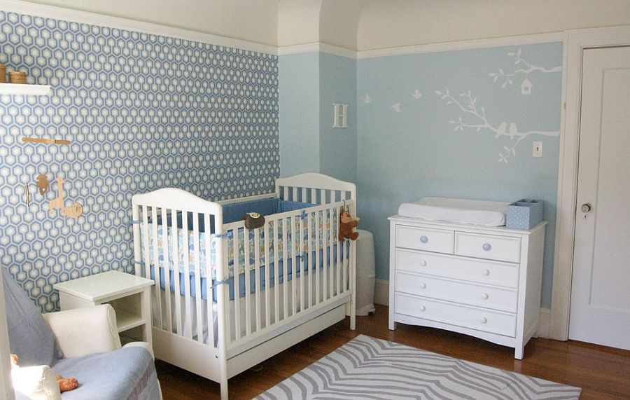 David Hicks Hexagon wallpaper adds sensational style to the nursery