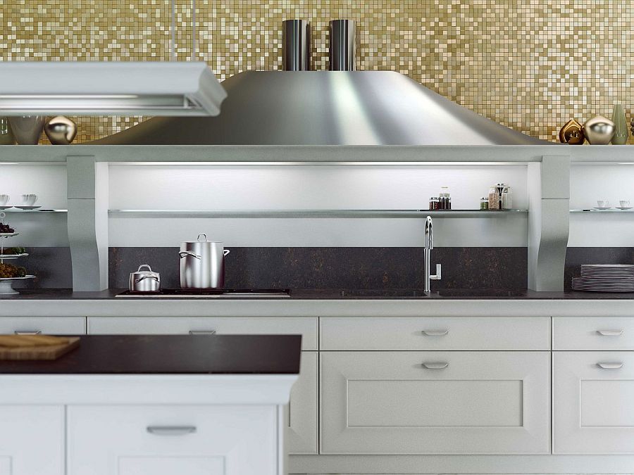 Distinctive hood design gives the kitchen counter its uniqueness