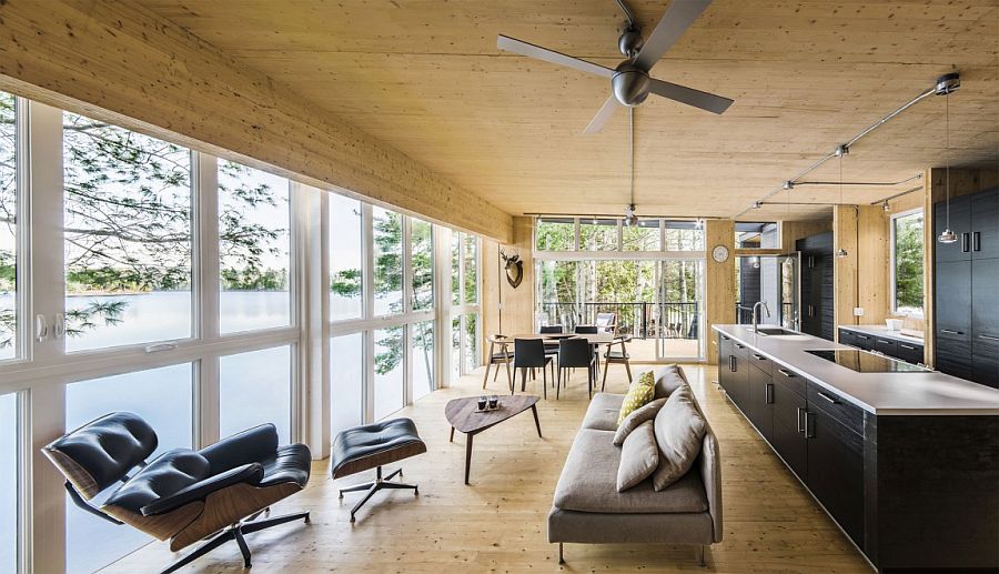 Exposed Cross Laminated Timber gives the interior a unique visual