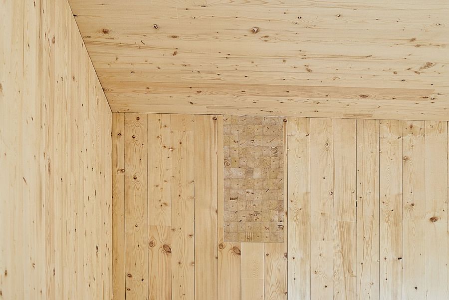 Exposed five-ply Cross Laminated Timber gives the interior a unique visual