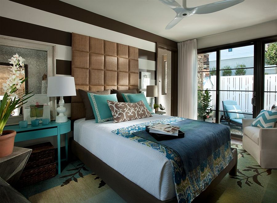 Fabulous headboard steals the show in this gorgeous bedroom