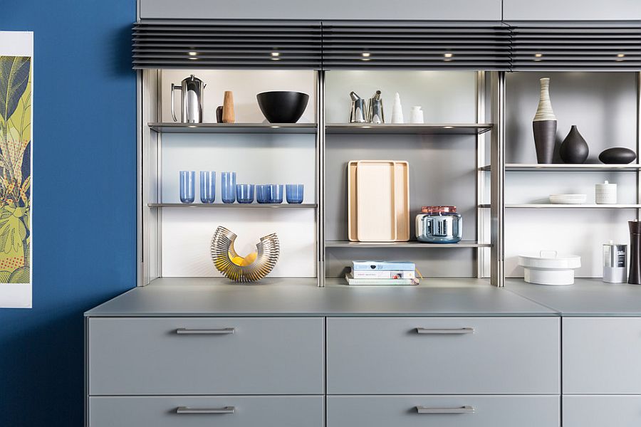 Fabulous standalone kitchen unit with carefully concealed lighting