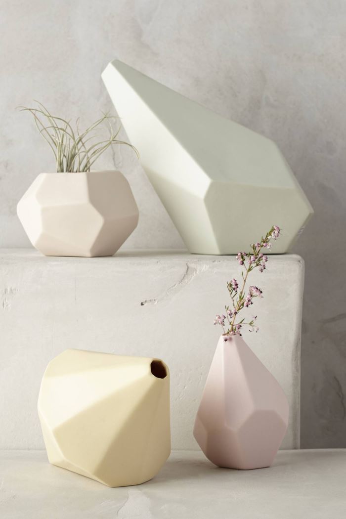 Faceted ceramic vases from Anthropologie