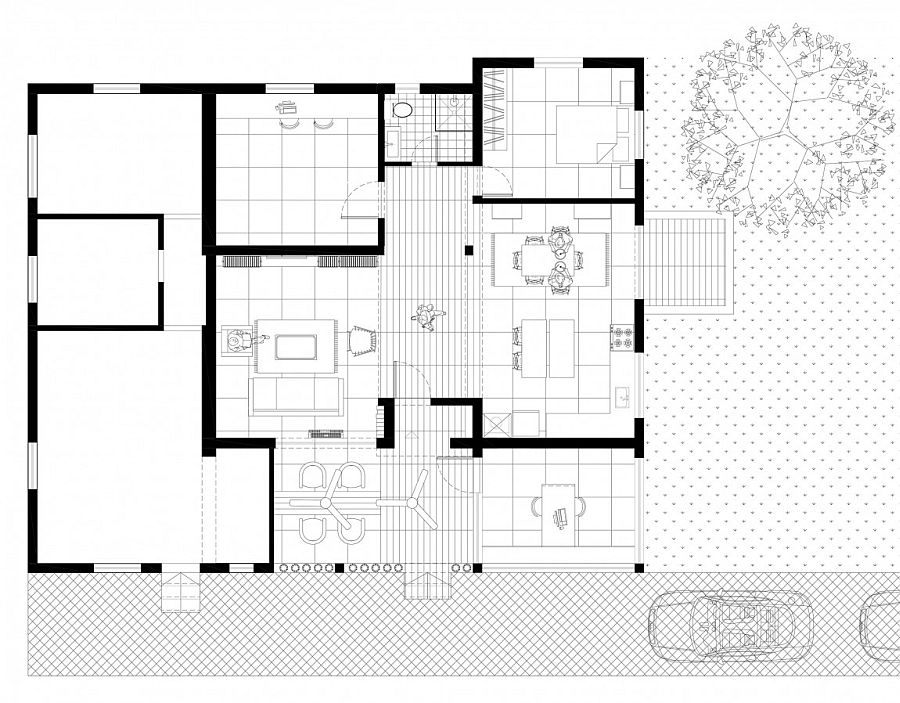 Floor plan of the renovated Moshav home